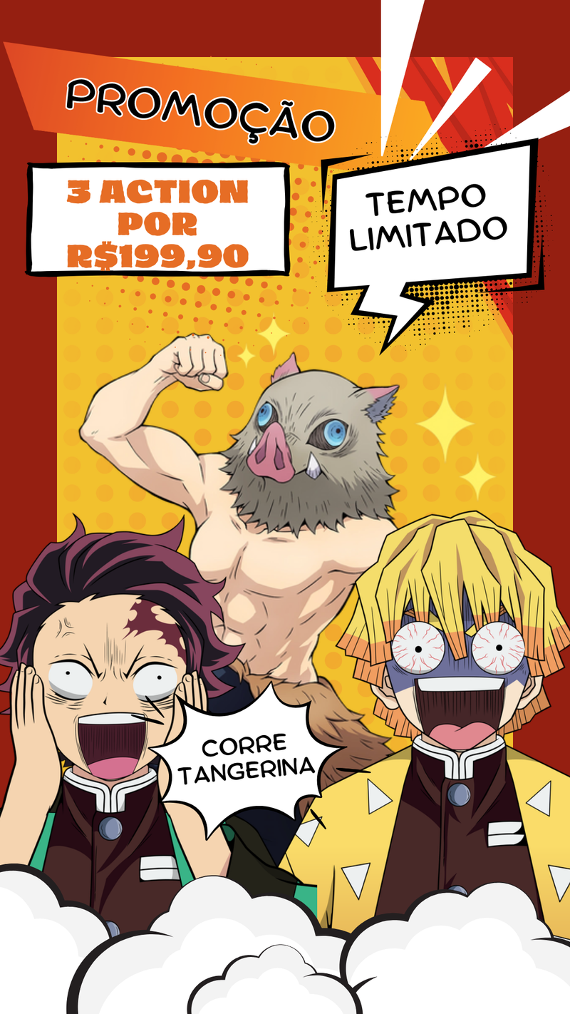 PROMOÇÃO 3 FIGURES DEMON SLAYER POR R$199,90